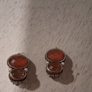 Stephane Dweck Srerling Silver And Pink Quarts Klip Earrings